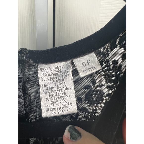 Jacqueline Ferrar Black Velvet Burnout Dress Womens 4 Sleeveless Cocktail Party - Picture 3 of 9